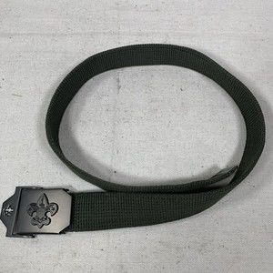 Official BSA Boy Scouts Of America Green Belt & Buckle Adjustable 32” S/M 64032